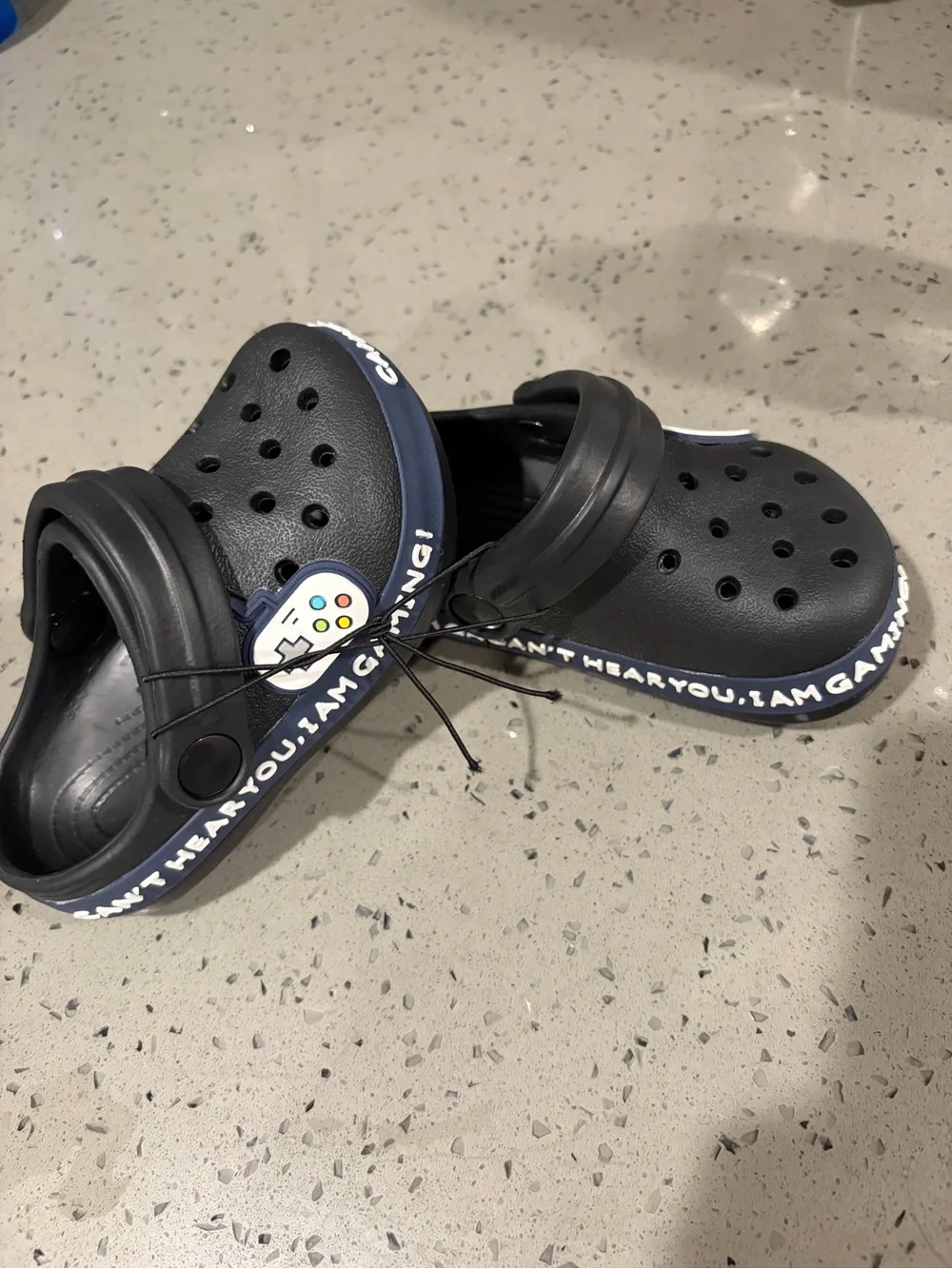 Kids Gaming Clog Sandals in Dark Gray - 'Can't Hear You, I Am Gaming'